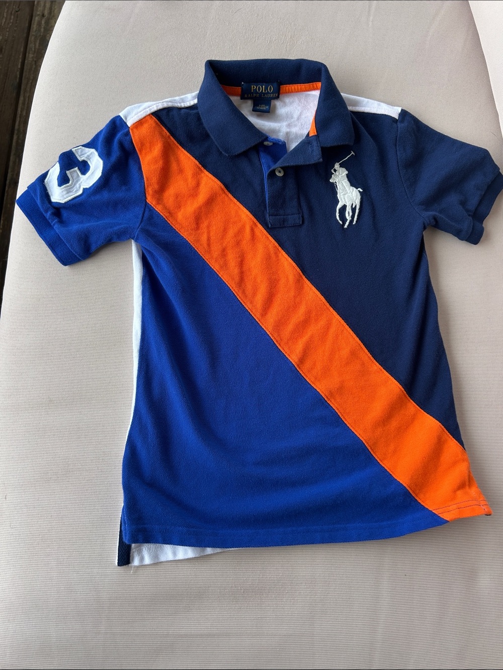 Polo by Ralph Lauren Navy & Orange Diagonal Stripe Polo